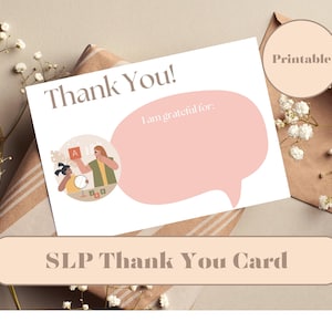 Biglietto di ringraziamento SLP / Sono grato per / Apprezzamento del logopedista / Stampabile e personalizzato / Biglietto personalizzato / Insegnante di ringraziamento / Bambini