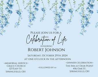 Celebration of Life Invitation Digital | Funeral Invite | Celebration