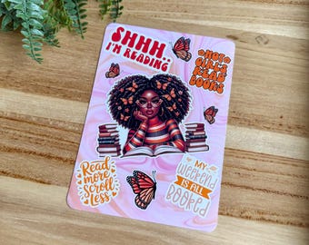Orange Butterfly Cutie E-Reader Insert - Kindle Insert Black Girl, Bookish Gift, Book Lover Gift, iPad mini insert, Kindle Paperwhite