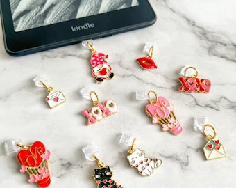 Valentines Kindle Charms - Kindle Accessory, Hearts Charms, USB Charm, iPhone Charm, iPad Charm, Bookish Gift, Phone Accessory, Dust Plug