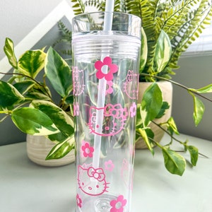 Cute Kitty Acrylic Tumbler -Pink Kitty, Cute Kitty, Cute Cat Cup, Pink Cups, Kawaii Kitty Cup, Kawaii Gift, Iced Coffee Cup, Travel Cup