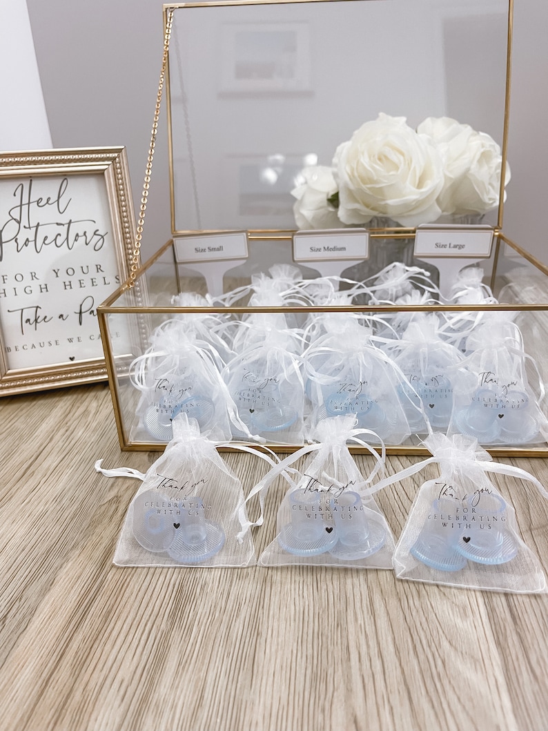 High Heel Protectors 12 Pairs With Thank You White Bags, Size S,M,L Perfect for Outdoor Weddings or Outdoor Events image 4