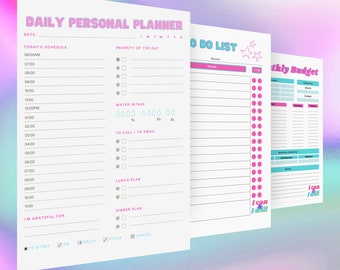 Planner Bundle, Daily Personal Planner, To Do List & Monthly Budget Planner l Planner Printable | Digital Download