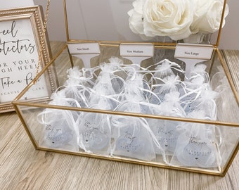 Protectores de tacón alto - 12 pares con bolsas blancas de agradecimiento, tallas S, M, L - ¡Perfecto para bodas al aire libre o eventos al aire libre!