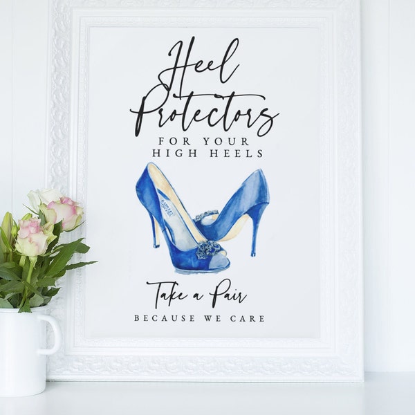 Wedding Heel Protectors Sign - Printable Sign - Outdoor Wedding Ceremony Sign - Wedding Printable - Blue Shoe