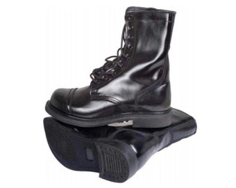 Black Leather Military Issue Combat Boots