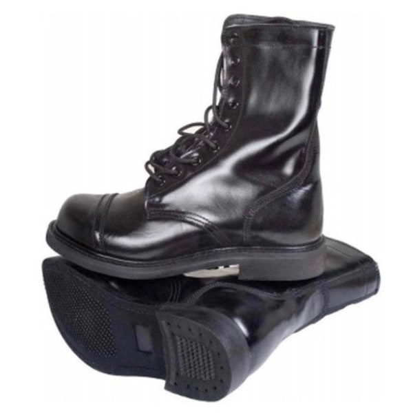 Black Leather Military Issue Combat Boots