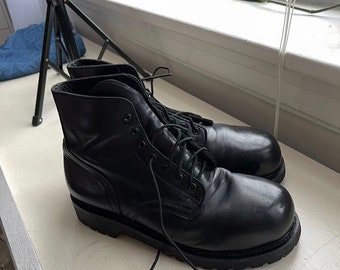 80s military leather ankle boots