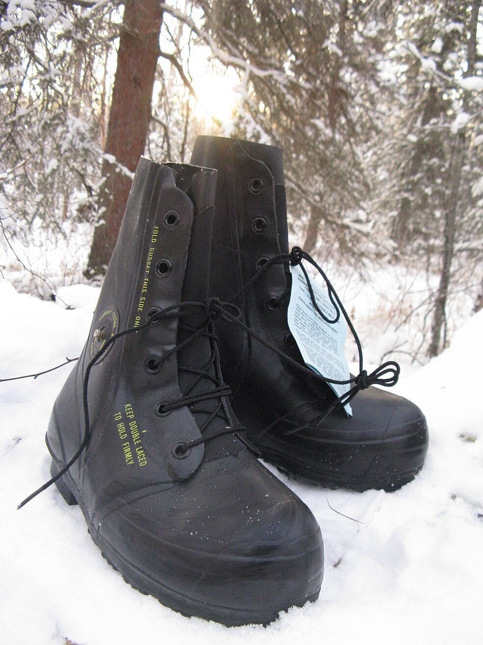 Genuine US Military, Black Mickey Mouse Cold Weather Boots/ White Cold  Weather Mickey Mouse Bunny Boots