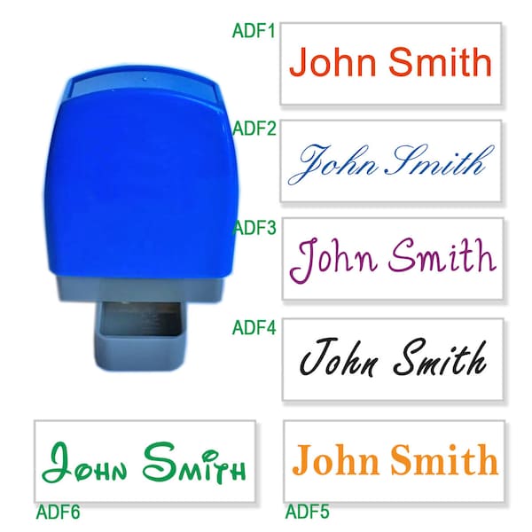 Personalize name signature stamp self inking. refillable. ready to use. For paper use only. Not for clothes. 30x10mm. Can be used many times