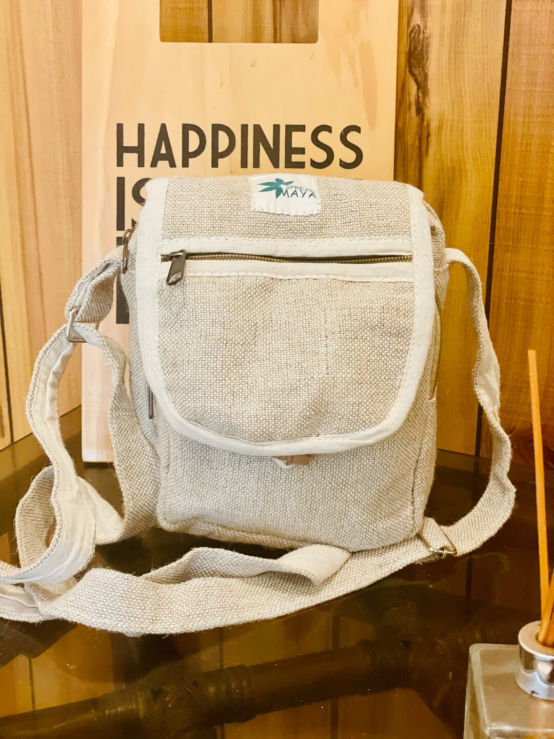 Small Hemp Side Bag in Natural Color With Multiple Pockets Etsy Australia