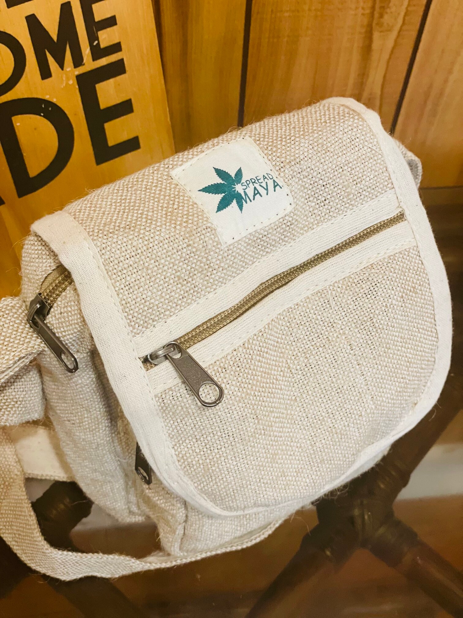 Small Hemp Side Bag in Natural Color With Multiple Pockets Etsy Australia