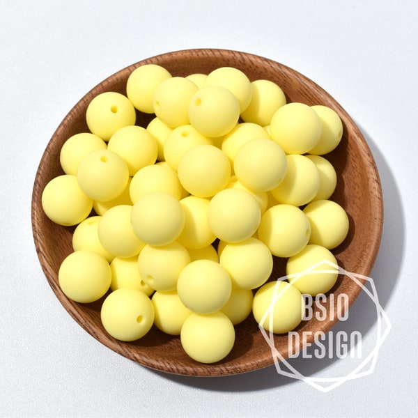 Cream Yellow Silicone Beads, Silicone Pearl, Bulk Round Silicone Beads, Loose Silicone Beads Accessories, 9mm/12mm/15mm/19mm