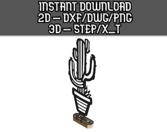 Table Top Cactus – DXF Laser Cut File for Metal or Wood Decor