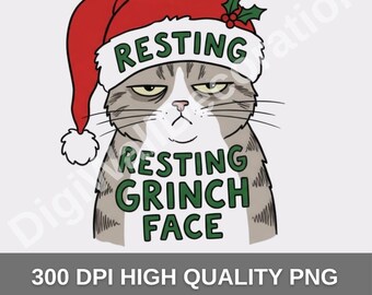 Resting Grinch Face Cat Shirt Design for Christmas T-Shirt Printing