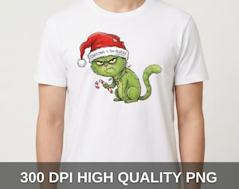 Funny Grumpy Cat Christmas Shirt Design for T-Shirt Printing