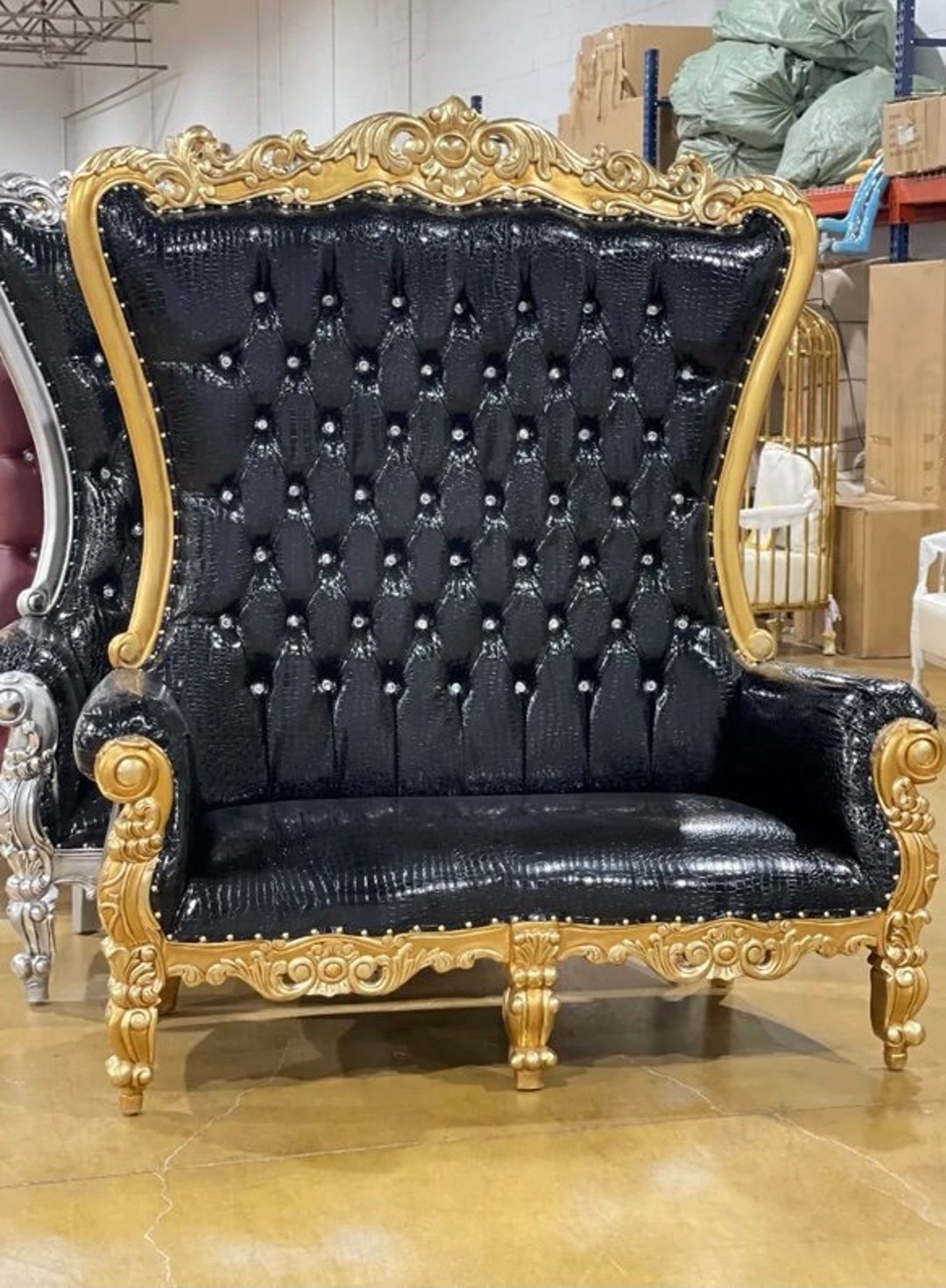 Throne Chair Loveseat Croc Settee Tufted Throne Etsy