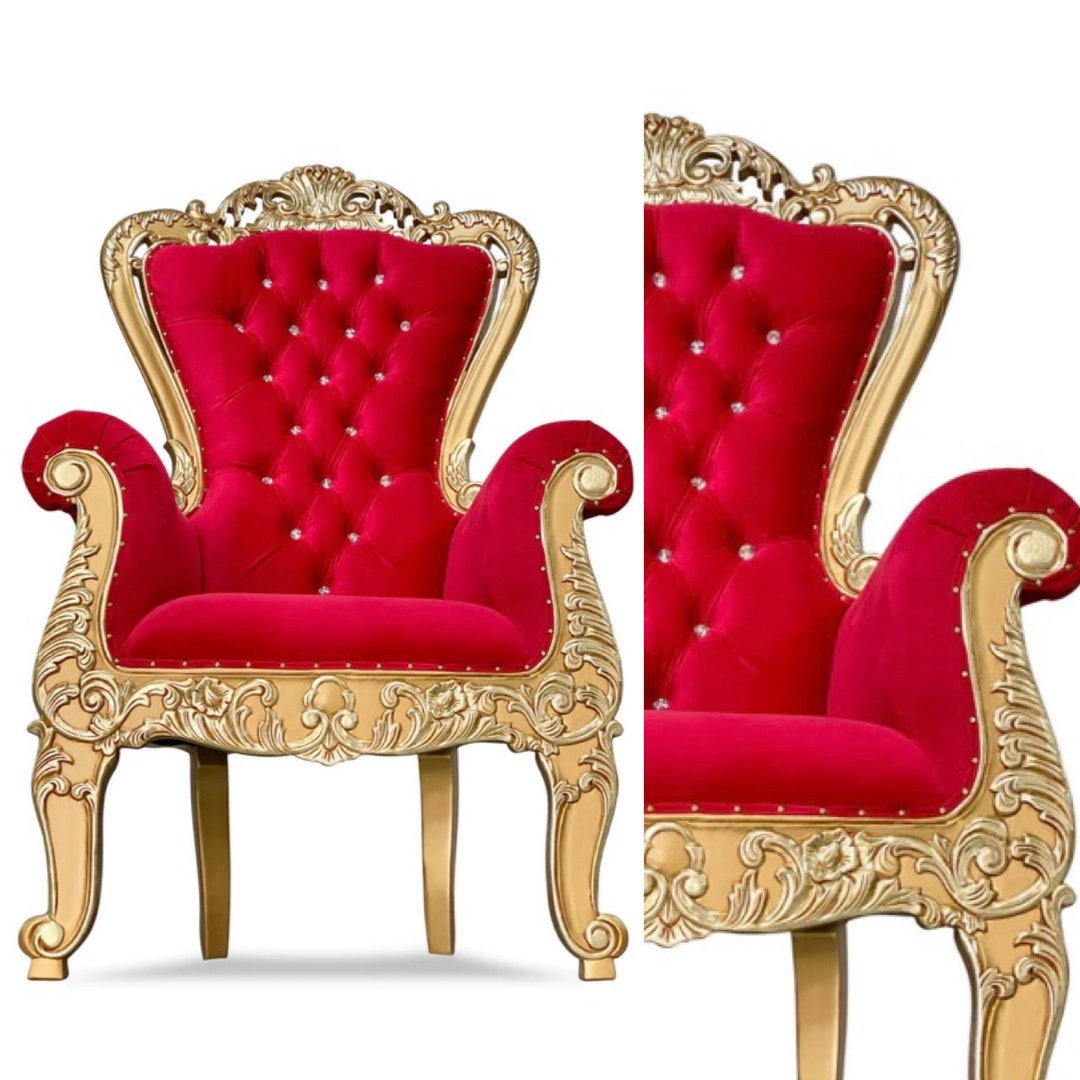 Red Velvet Throne Chair Royal Throne Etsy