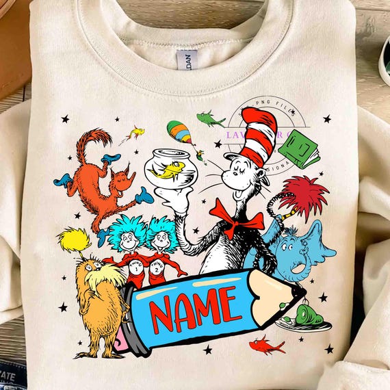 Custom Dr Suess PNG, Custom Name Png, Cat In The Hat Png, Read Across America Png, Dr Seuss Design Png, Thing 1 Thing 2, Teacher Life