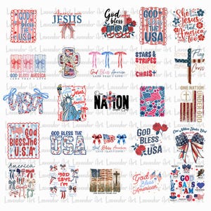 4th of July Christian Patriotic PNG Bundle, Independence Day Png, Faith and Freedom Png, American Flag Cross America Png, Digital Download