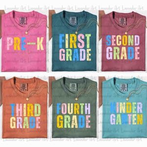 Preppy Back to School Bundle PNG, Kindergarten to Third Grade Png, First Day of School Designs, Retro Teacher Shirt Neon Sublimation Png