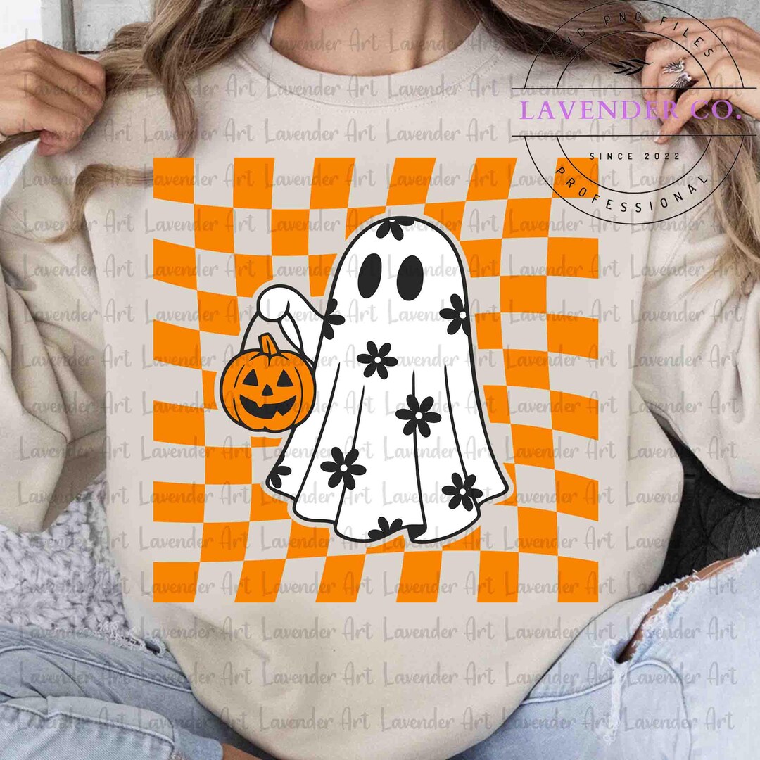 Checked Ghost Checkered Ghost PNG, Floral Ghost Png, Checkered Halloween Png, Ghost ...