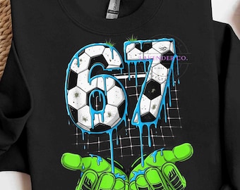 Soccer 67 Six Seven Funny Gen Alpha Meme Drip Png, Soccer 67 Meme Png, Funny Gen Alpha Drip Png Design, Football Cool Meme Png