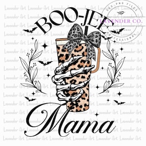 Boo Jee Mama Halloween Png, Stanley Tumbler Leopard Png, Bougie Png, Halloween Skull Skeleton, Coquette Bow Halloween Png, Halloween Mom Png