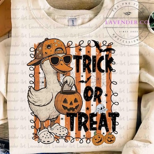 Trick or Treat Goose PNG, Halloween Goose Png, Halloween Boy Shirt Png, Boy Halloween Goose Png, Kids Halloween Pumpkin Png