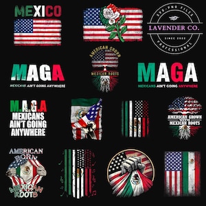 Bundle American Grown with Mexican Roots PNG, Mexican Flag Png, Mexican Patriotic, USA Flag Png, American Flag, Mexicana Latino Pride Png