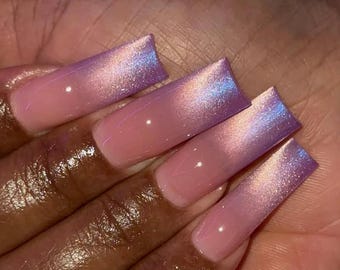 Unicorn Cateye Ombré press ons | Spring press on nails | SpringPress On Nails |  Handmade Press On Nails