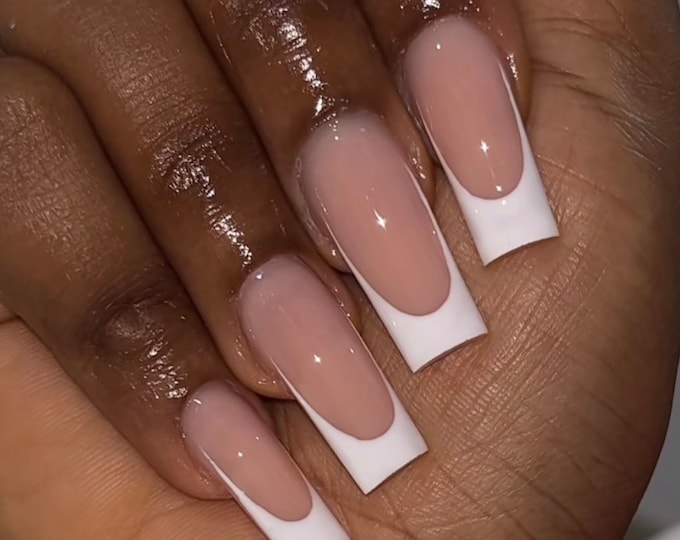 Classic White French Press Ons Press on Nails Handmade Etsy