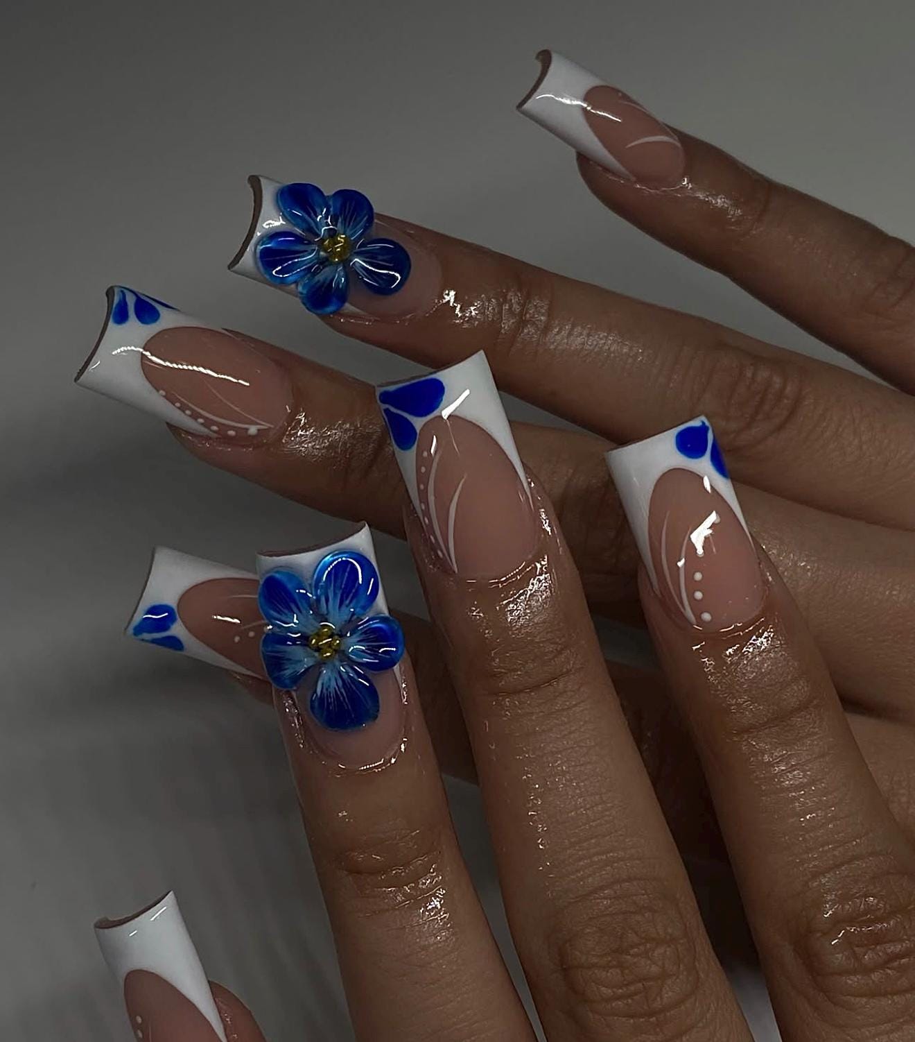 Navy Fractal Nail Art That Stuns
