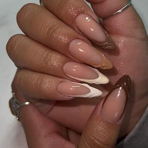 Brown Tones 3D French press ons | Fall press on nails | Handmade Press On Nails