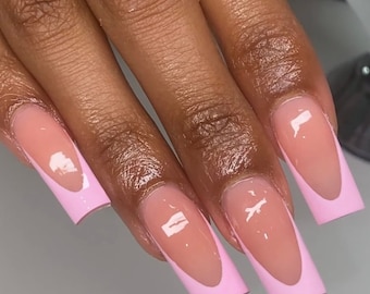 Bubblegum Pink French press ons | press on nails | Handmade Press On Nails