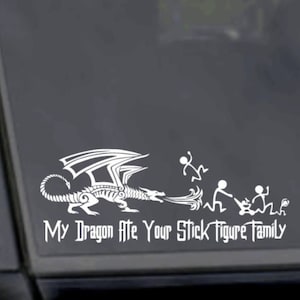 My Dragon Ate Your Stick Figure Family Car Window Decal Sticker