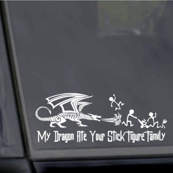 My Dragon Ate Your Stick Figure Family Car Window Decal Sticker