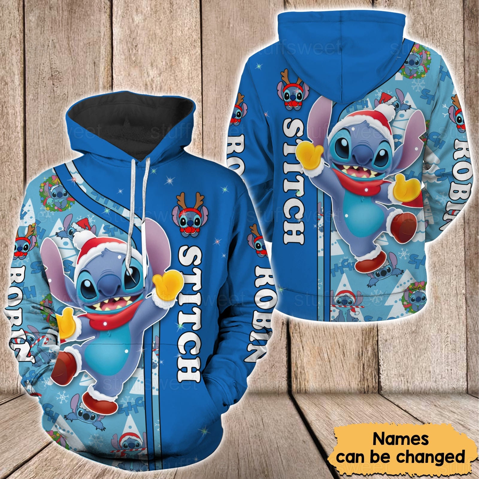 Discover Christmas Hoodie, Personalized Stitch Hoodie, Stitch 3D Hoodie