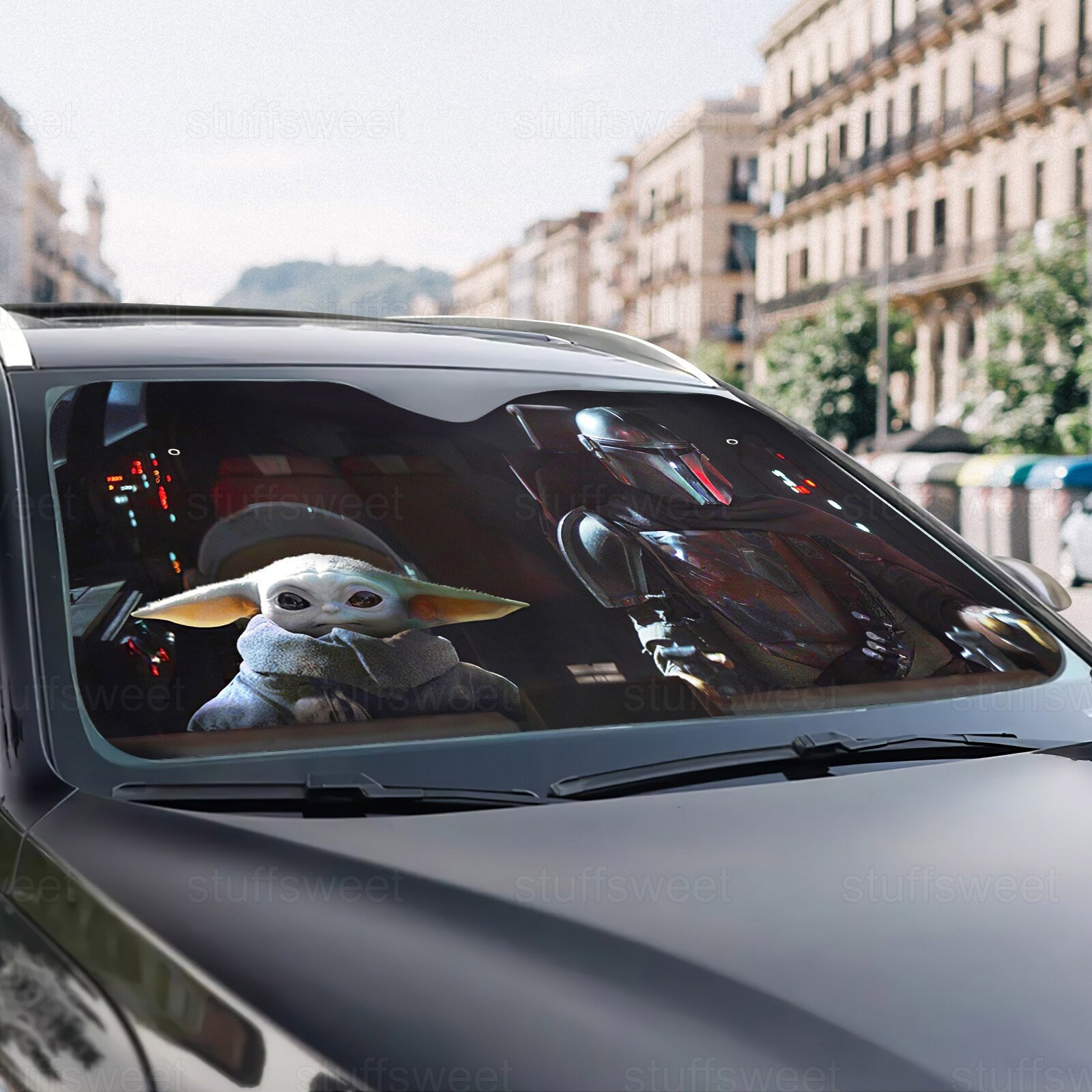 Baby Yoda Car Sunshades, Car Windshield Sunshades, Baby Yoda Cute
