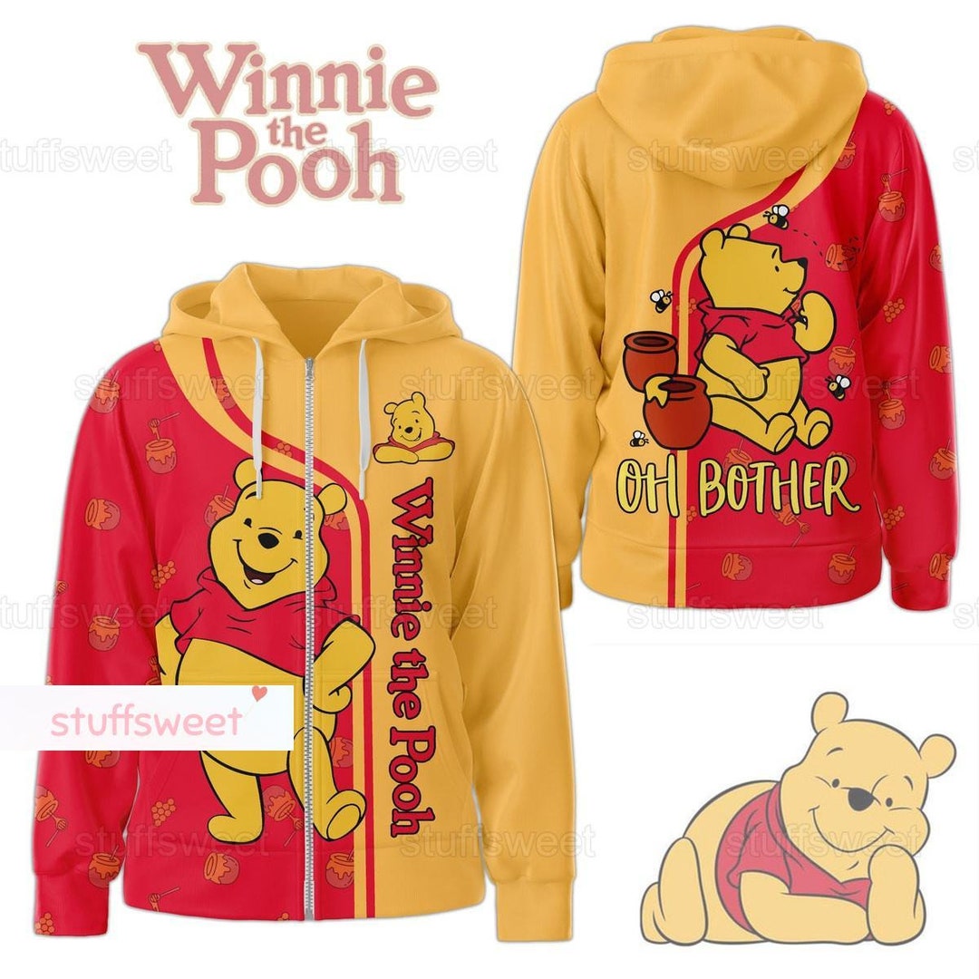 Christmas Winnie the Pooh Hoodie Pooh Bear Zip Hoodie Disney - Etsy