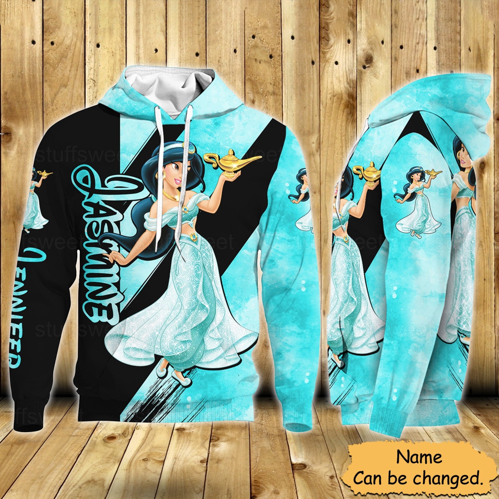 Jasmine Hoodie Jasmine 3D Hoodie, Disney Princess 3D Hoodie sold by