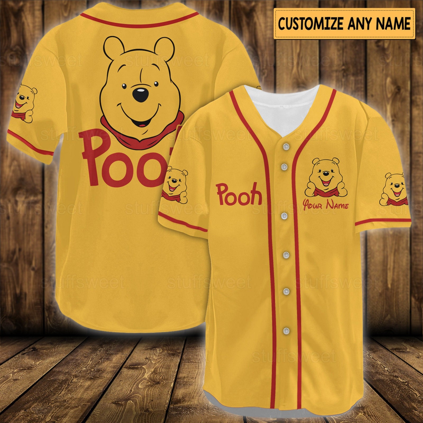 Winnie the Pooh Bears Full-Button Baseball Jersey – Retro City Threads