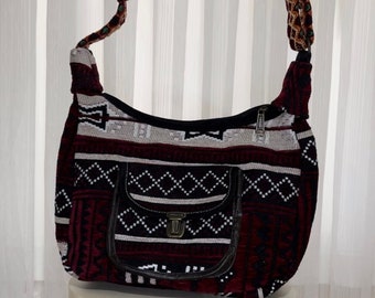 Authentieke Bourgondische Kelim Tote Bag, Traditioneel Design Boho Hippie Schoudertas, Turkse Otantische Tas, Geweven Tapijt Tas, Ethisch Geproduceerd