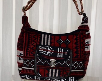 Authentic Burgundy Kilim Tote Bag, Traditional Design Boho Ethnic Cute Sling Cute Bag, Turkish Otantic Bag, Woven Rug Bag