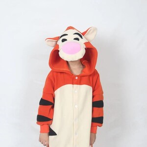 Kigurumi Tiger Costume For Kids, Onesie, Pyjamas, Cartoon Animal Overalls Animal Character Cosplay Hooded PJS Outfit