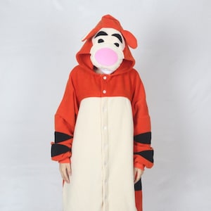 Kigurumi Tiger Costume, Onesie, Pyjamas, Cartoon Animal Overalls Animal Character Cosplay Hooded PJS Outfit