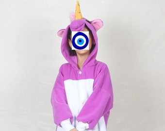Kigurumi para niños, disfraz de unicornio, mono, pijama, conjunto, mono, opciones rosa y morado