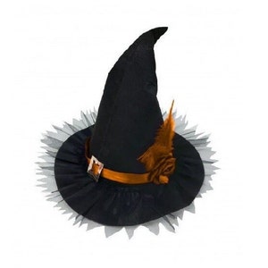 Witch Hat Orange and Purple Tulle Model Halloween Party Witches Costume Hat Adult/Child Sizes