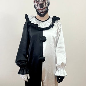 Terrifying Straight Black and White Clown Costume, Cosplay Costume, Halloween Costume, Terrifier, Trick or Treat