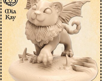 Baby Manticore | Dungeons and Dragons Characters | Tabletop Minis | Unpainted Miniature | M3DM Minis
